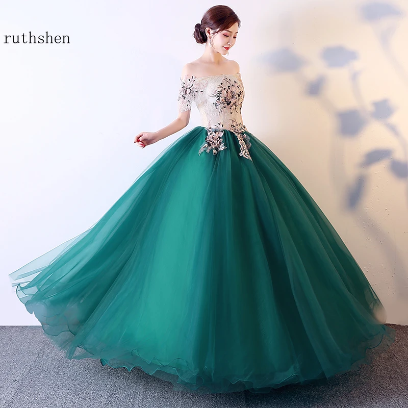 Elegant Green Off-Shoulder Arabic Prom Dress Long Ball Gown for Formal Masquerade image 6