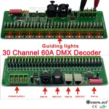 27channels / 30 channel 60A DMX decoder with RJ45 and XLR Plug DMX 512 RGB controller input DC9-24V for RGB RGBW led lights