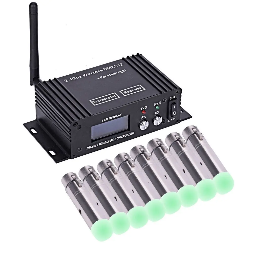 

CSS 9 pcs DMX512 DMX Dfi DJ 2.4G LCD Wireless 8 Receiver & 1 Transmitter Lighting Control With Adapter
