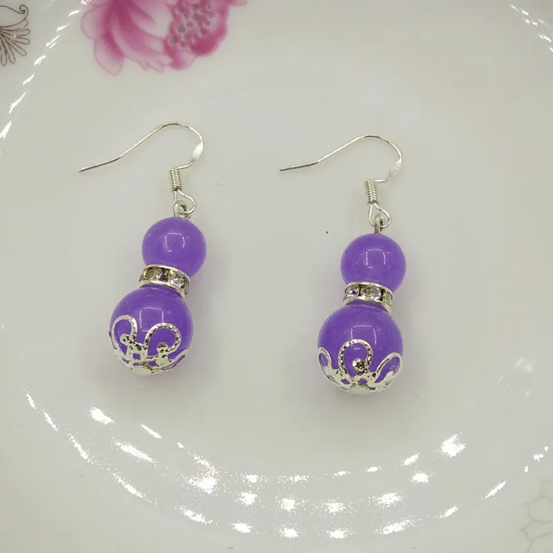 

HOT 925 Silver Woman and girl Earrings Retro gourd-shaped crystal stud earrings free shipping 8 color options