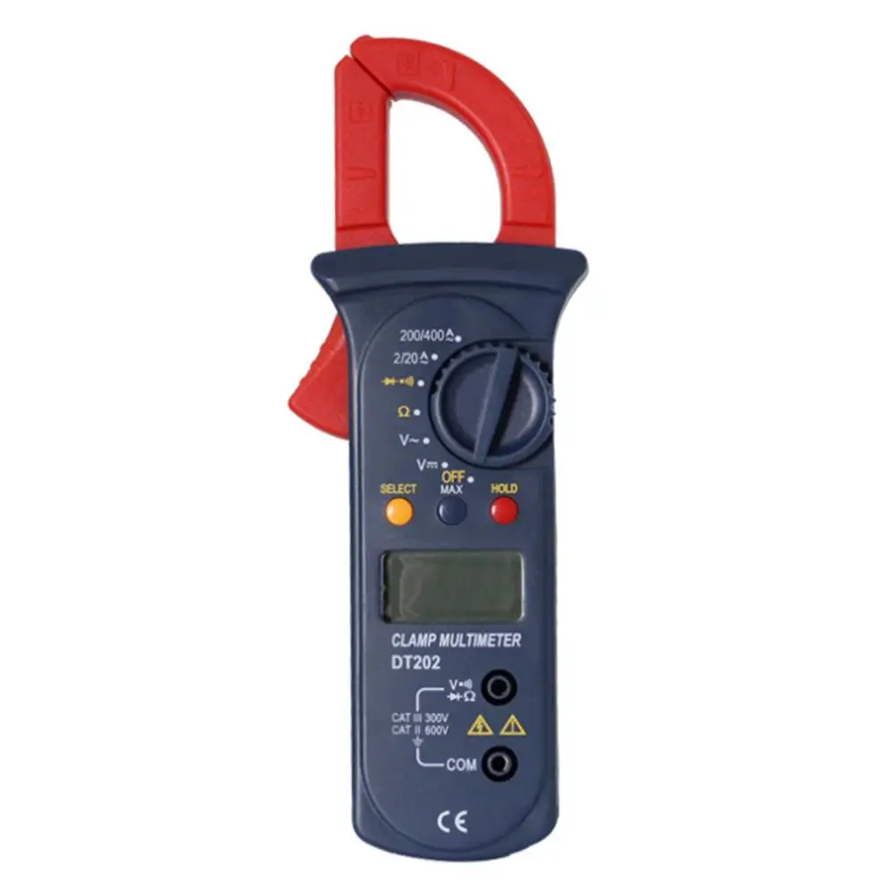 

Clamp-on Ammeter DT202 Digital LCD Clamp Multimeter Amplifier Volt Meter AC/DC Resistor Tester Auto Range Data Retention Ammeter