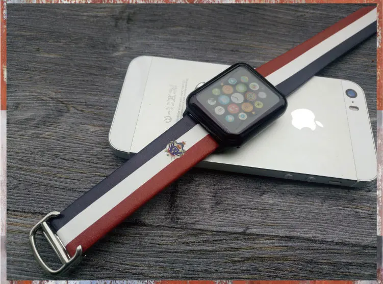 Для Apple Watch Series 1 2 3 ремешок из натуральной кожи Флаг Стиль часы группа ремешки для Apple iWatch 38 мм 42 мм браслет