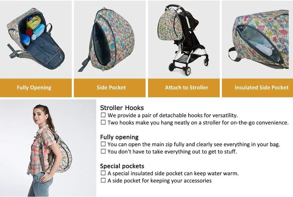 Большая сумка для пеленок mommore, цветная сумка для подгузников, полностью открытый рюкзак для мам, водоотталкивающий полиэстеровый рюкзак для детской коляски