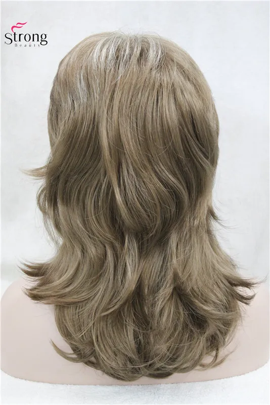 Длинные лохматые слоистые темно-каштановые Классические Кепки полный синтетический парик женские Искусственные парики выбор цвета
