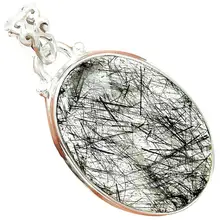 Lovegem черный рутил кулон 925 пробы серебряные ювелирные изделия, 35 мм, AP2158