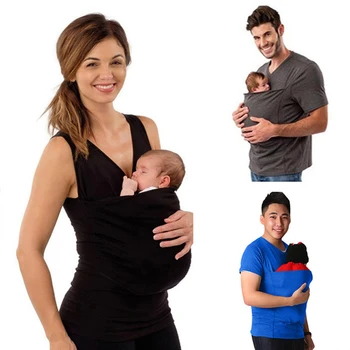 

New Arrival Women Men Cotton T-shirt Kangaroo Vest Parenting Tops Baby Carrier Clothes