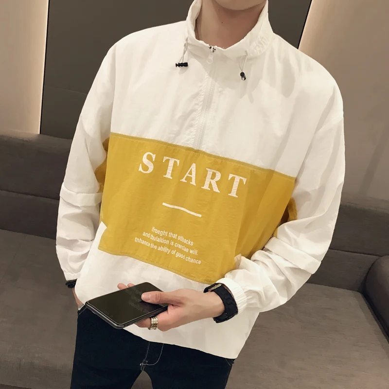 Fashion SpliceLetter Printing Jacket Men Streetwear Sunscreen Jacket Summer Stand Collar Jacket Men Bomber Print Chaqueta Hombre Fashion SpliceLetter Printing Jacket Men Streetwear Sunscreen Jacket Summer Stand Collar Jacket Men Bomber Print Chaqueta Hombre