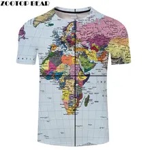 Футболка с 3D принтом «Карта мира», Мужская футболка для путешествий, Забавные футболки с коротким рукавом, уличная одежда, Прямая поставка с медведем из мультфильма «зверотоп»