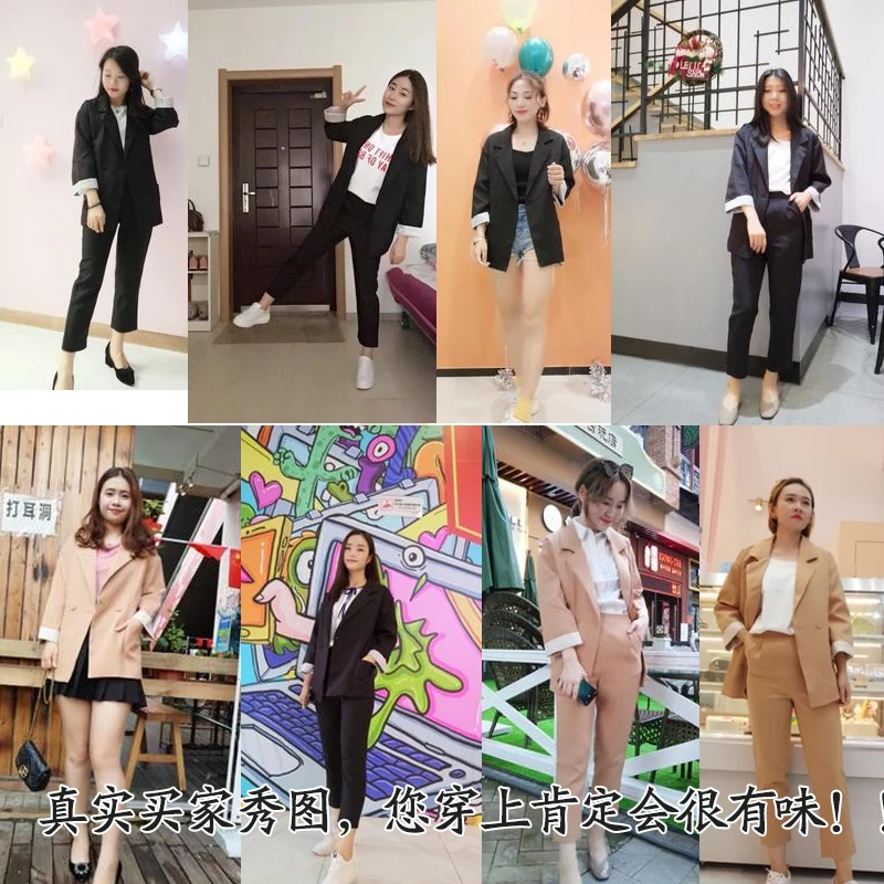 Women Pant suits suit female autumn new OL slim double-breasted Blazers suit+casual pants two-piece Women's Set Women Pant suits suit female autumn new OL slim double-breasted Blazers suit+casual pants two-piece Women's Set