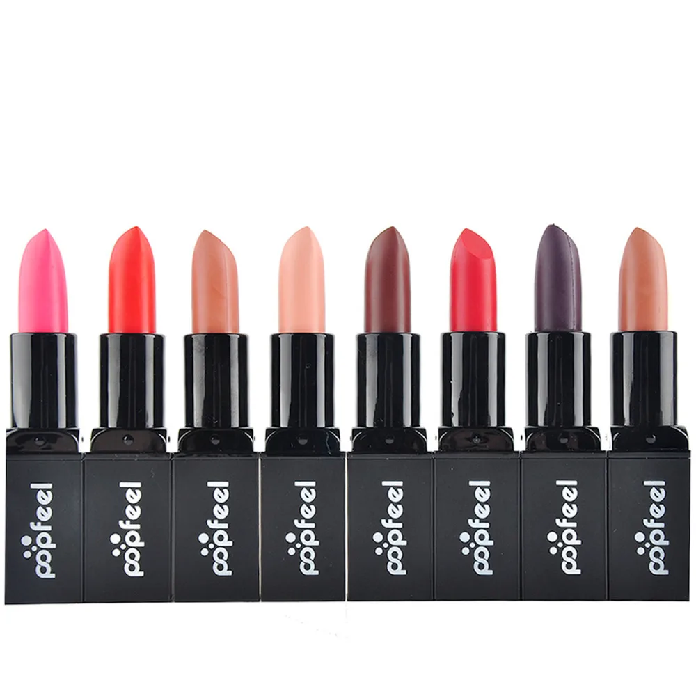 

8Pcs/Set Popfeel Lipstick Moisture Sexy Amazing Long Lasting Matte Makeup Cosmetic Lip Glosses Stick Lipstick Pencil Tools