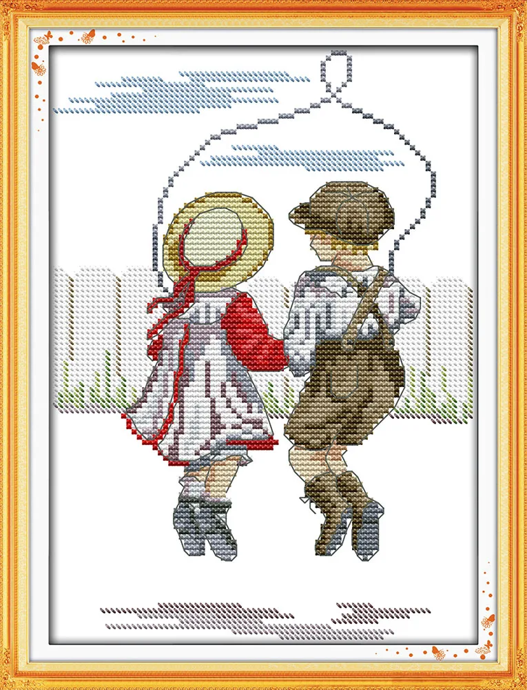 

Rope skipping-innocence, counted printed on fabric DMC 14CT 11CT Cross Stitch kits,embroidery needlework Sets Home Decor