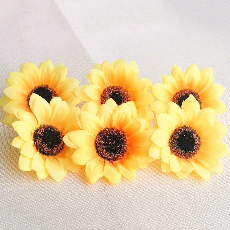 

2019 New 6cm Artificial Flowers Silk Sunflower Head Wedding Home Decoration DIY Wreath Scrapbooking Fake Plants Sztuczne Kwiaty