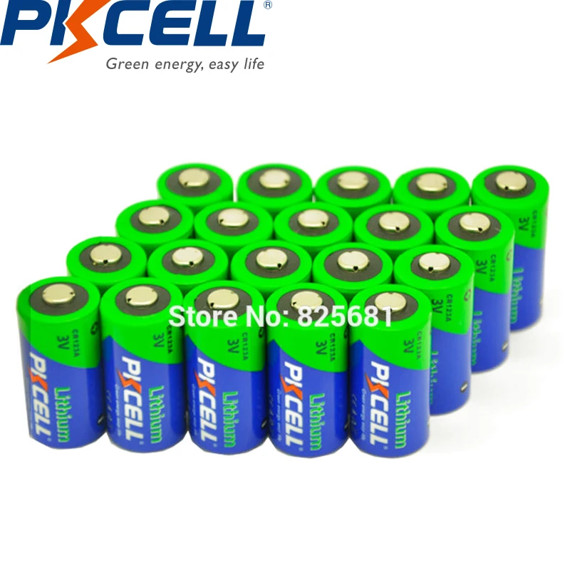 

20Pcs PKCELL 3V CR123A CR17345 Capacity 1500mAh Lithium MnO2 Primary Battery For Camera Flashlights Torch