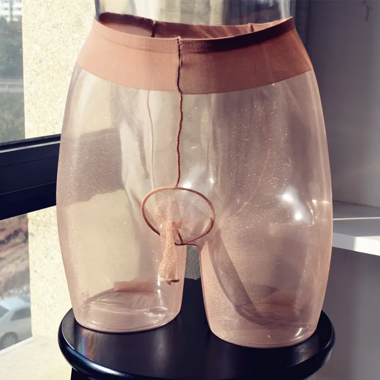 Men's sexy Transparent Shining pearl Lycra Pantyhose Penis Sleeve Pouch Male Sleep bottom Sleepwear Sexy Club Party Tights A787