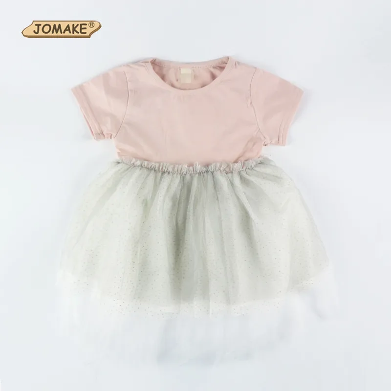 

Bow Patchwork Baby Girls Dress Mesh Pink Ball Gown European And American Style Girls Clothes Kids Dresses Girls Princess Dress
