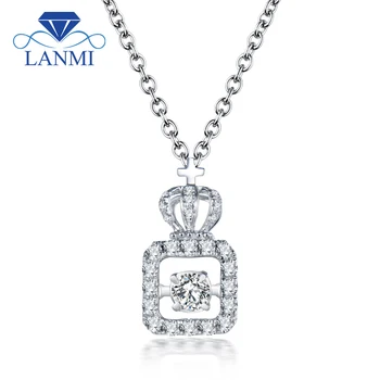 

LANMI New Arrival Solid 18K Au750 White Gold Real Diamond Wedding Pendant Trendy Women Anniversary Loving Valentine's Day Gift