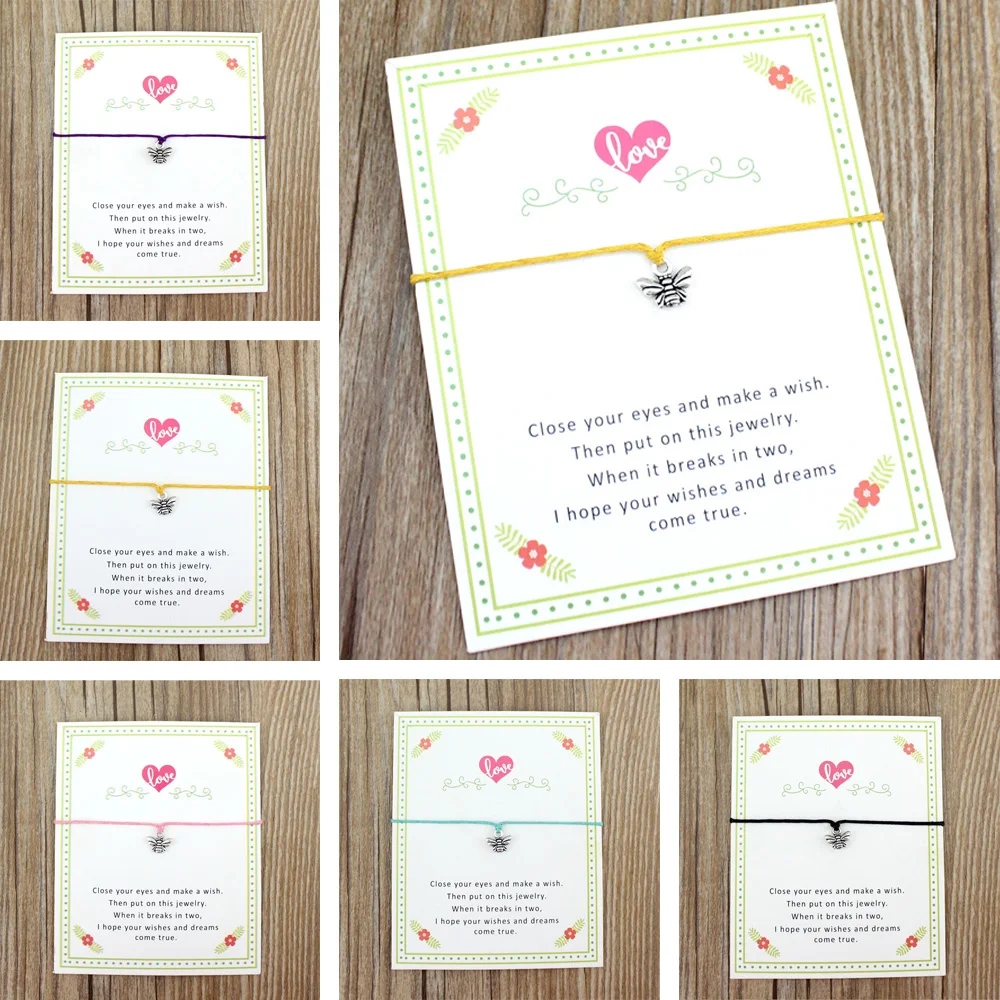 Браслеты с брелоками Bees Honeybee Happy Love модные украшения ручной работы унисекс для