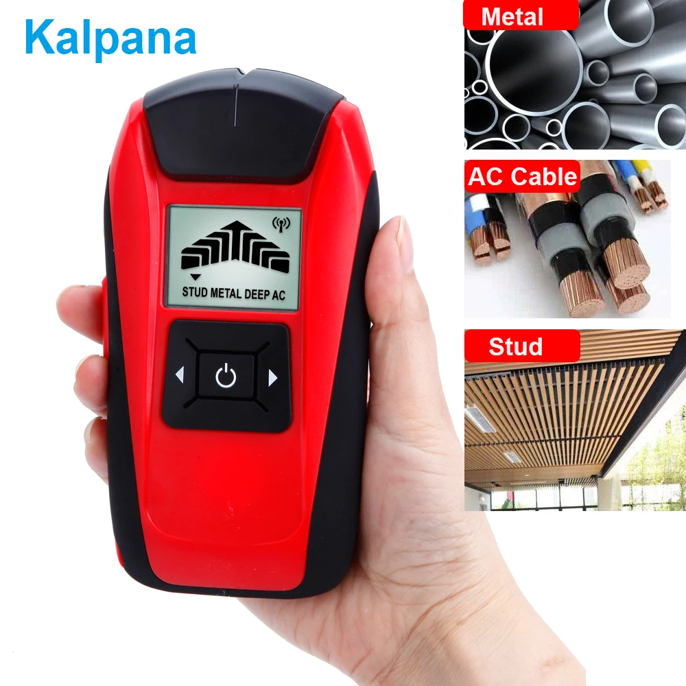Multifunctional Red Handheld LCD Wall Detector Stud Finder Wood Metal