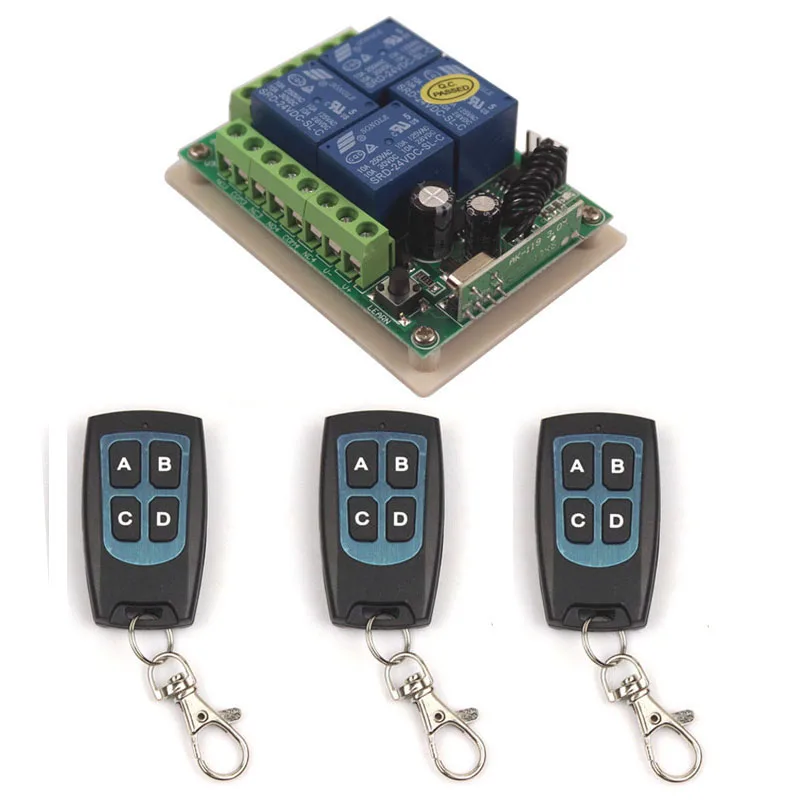 24V 4CH Remote Control Switch 315433MHz Remote Control Switch Universal 24V 4CH Transmitter Receiver Module Board    3