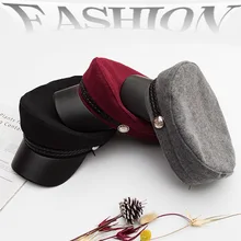 Женская кепка в Военном Стиле, в Военном Стиле, в морском стиле, из кусков ПУ, с полями, кепка s для женщин, модные Плоские береты, с верхним оттенком, шляпа моряка, женская кепка в морском стиле