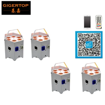 

TIPTOP 4 Pack 6x5W RGBWA Battery Remote Control LED Par Can 5IN1 Color Pure Amber Washer Effect Low Working Noise Cooling Fan IN