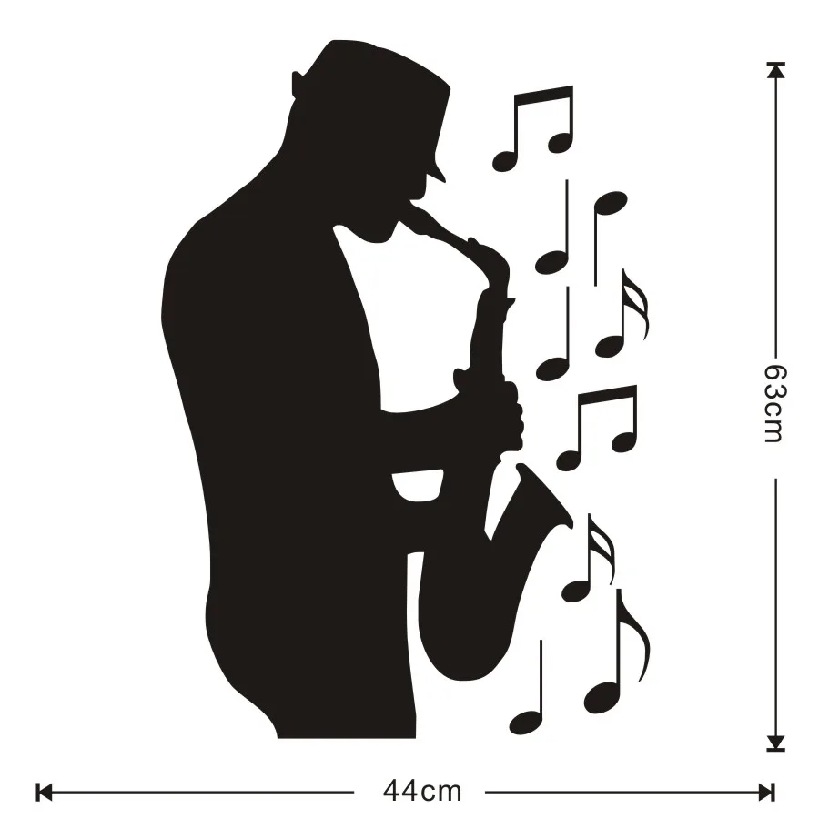 Виниловые наклейки на стену с изображением бандсменов, саксофона, детской комнаты, спальни, музыкальная нота, художественные фрески, домашний декор, плакат