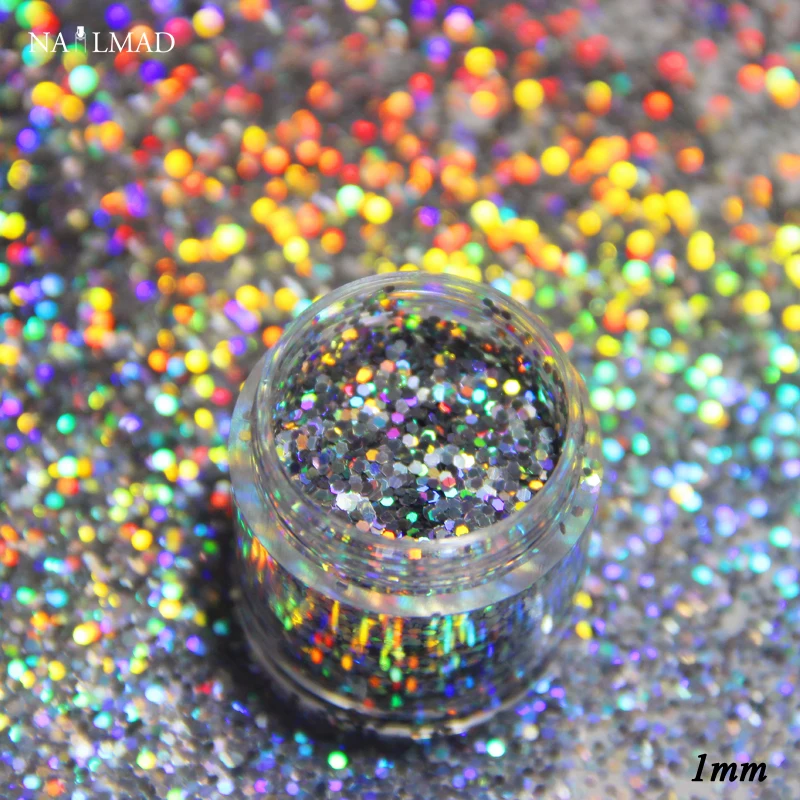 

0.2mm Laser Silver Glitters Holographic Glitter Dust Powder Nails Laser Glitter Powders Nail Glitters 3ml
