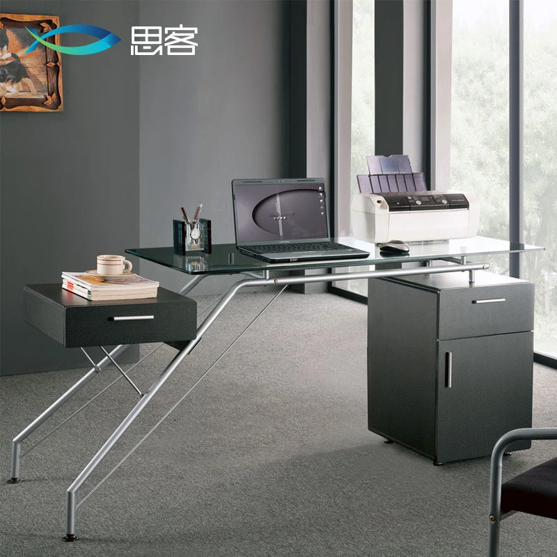 Glass Corner Desk With Drawers