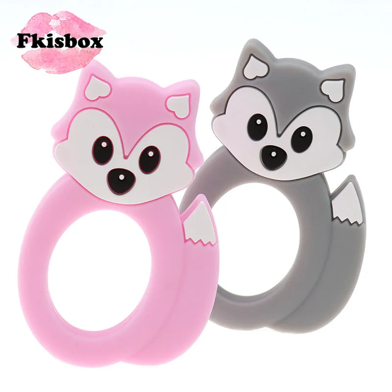 

Fkisbox Cute Animal 2pc Silicone Teether Fox Bpa Free Baby Teether Babies Teething Necklace Fitting Infant Pacifier Chain DIY