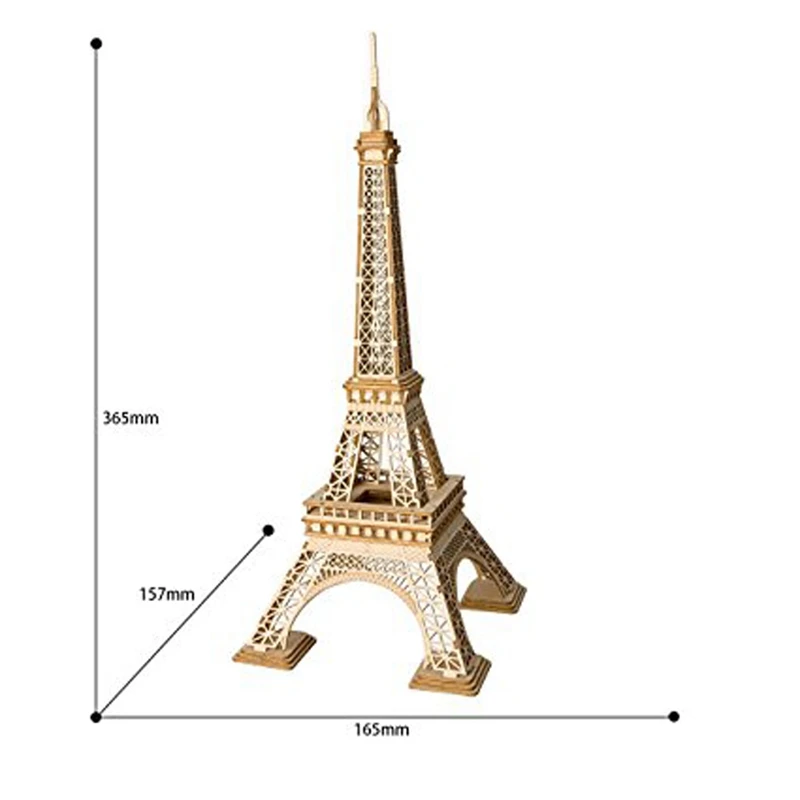 Robotime 3d Wooden Puzzle Eiffel Tower Assembly Model Wood Desk