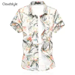 Cloudstyle 2018 Лето Для мужчин футболка с коротким рукавом модные patchworked Цветочный принт рубашка Для мужчин Повседневное Slim Fit Одежда Плюс