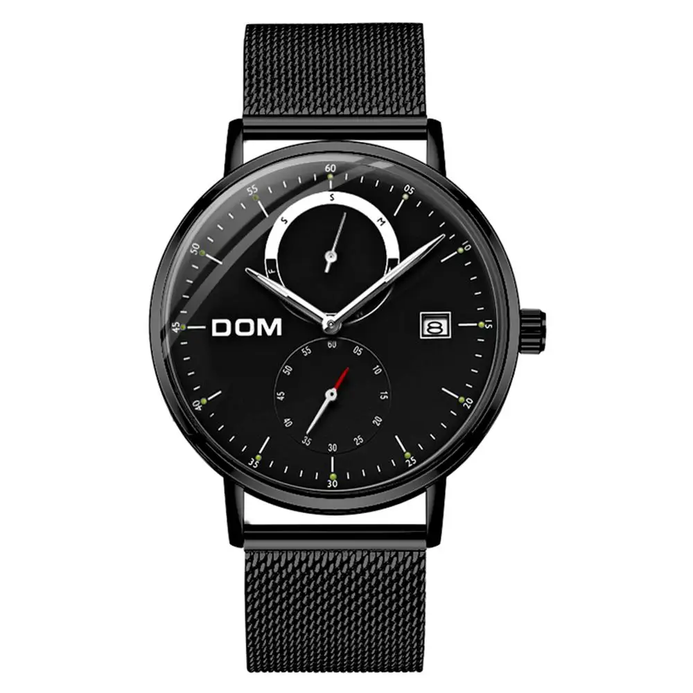 

DOM Men Quartz Watch Auto Date Luminous 3 Hands Stainless Steel Band Male Bracelet Watch Fashion Students Montre Homme Husband's