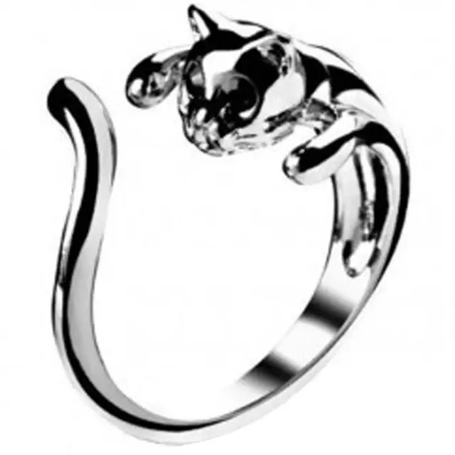 XY Fancy Women Silver Color Cute Cartoon Cat Opening Ring Simple Fashion Jewelry XY Fancy Women Silver Color Cute Cartoon Cat Opening Ring Simple Fashion Jewelry