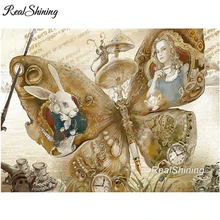 Realshining бабочка Вышивка с кристаллами полный квадрат горный хрусталь Алмазная мозаика пользовательские diamond Вышивка fs609