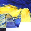 Dark Blue 100% Real Silk Scarf For Ladies Brand Designer Scarves Spring Fall Van Gogh Oil Painting Square Scarves Wraps 90*90cm 5