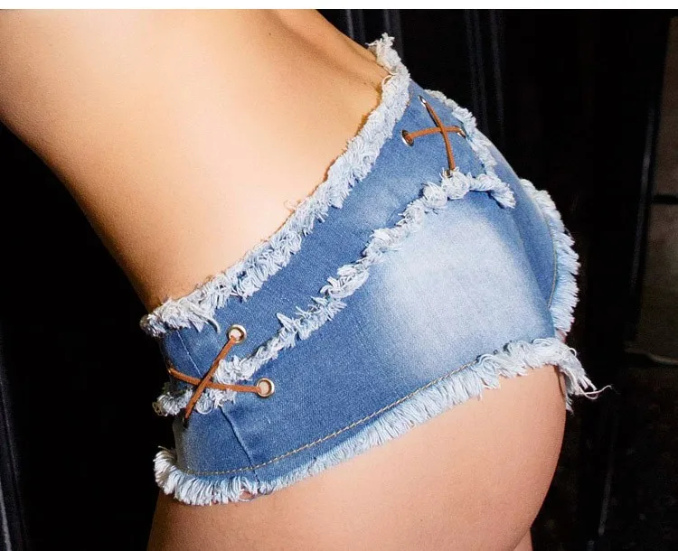 Мода 2018 Летняя Сексуальная мини джинсовые шорты Для женщин для полюса Танцы синий низкая талия Дамы Джинсовые шорты Clubnight шорты Feminino