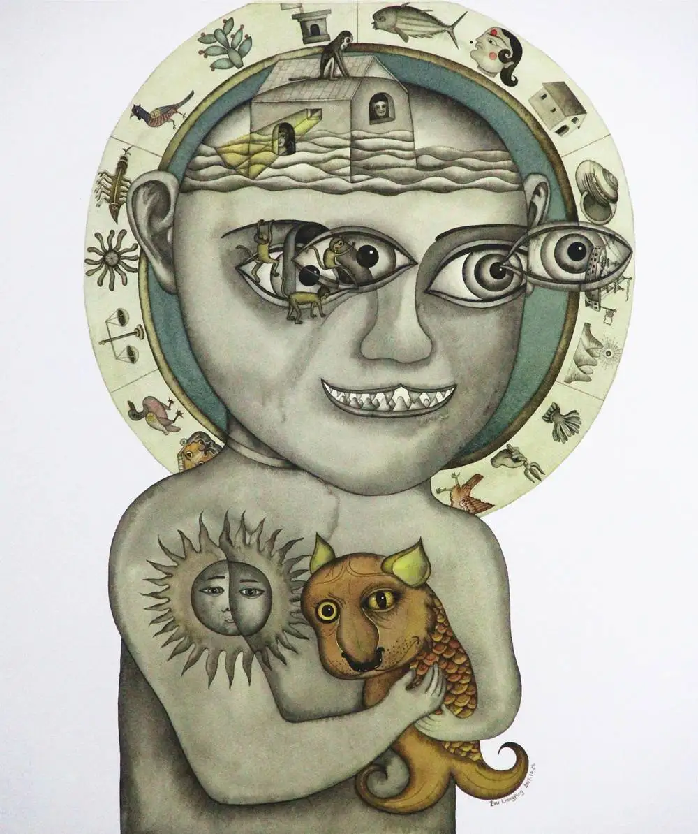 

Chinese Artist Zou Liangping's Work"After Viewing Sea" Watercolor Painting Wall Pictures Living Room Hand Painted Decor Art