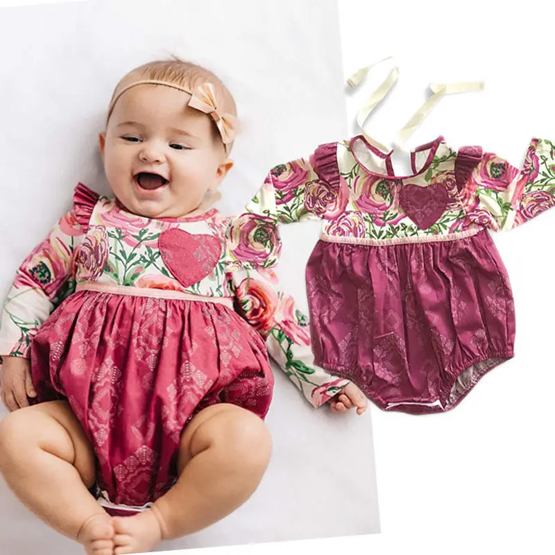 New Xmas Newborn Infant Baby Girl Clothes Bodysuits Princess Floral