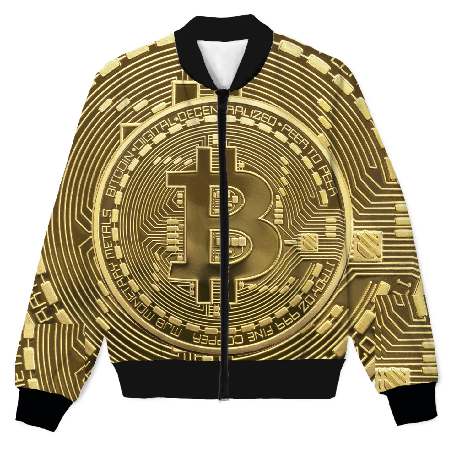 BITCOIN MENS CREW NECK SWEATSHIRT JUMPER GOLD PRINTED BLACK//GOLD