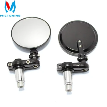 

MICTUNING Black Motorcycle 3' Round 7/8' Handle Bar End Rearview Mirrors Side Mirror For Honda Harley