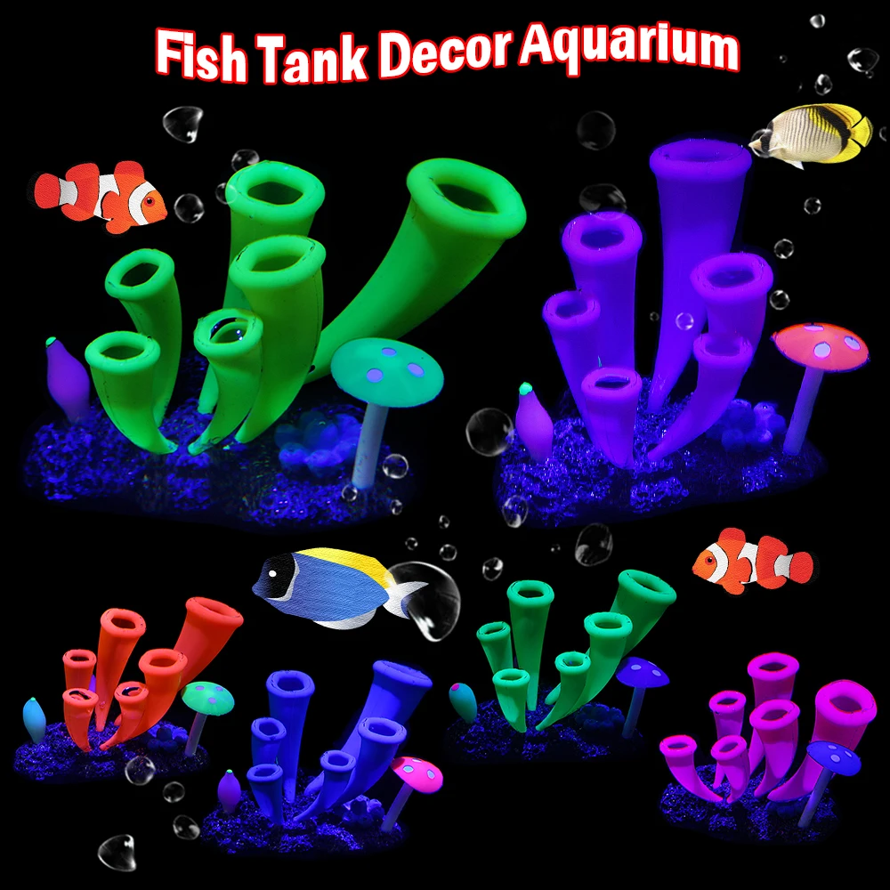 

Fish Tank Aquarium Silicone Artificial Coral Plant Ornament Pets Underwater Decors