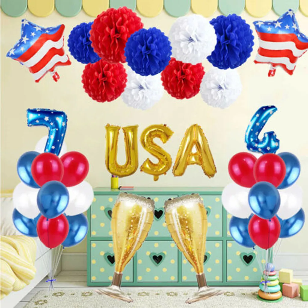 

American Independence Day Numbers Star Latex Foil Independence Day Balloons Decoration for Festival Party ballon balony baloon