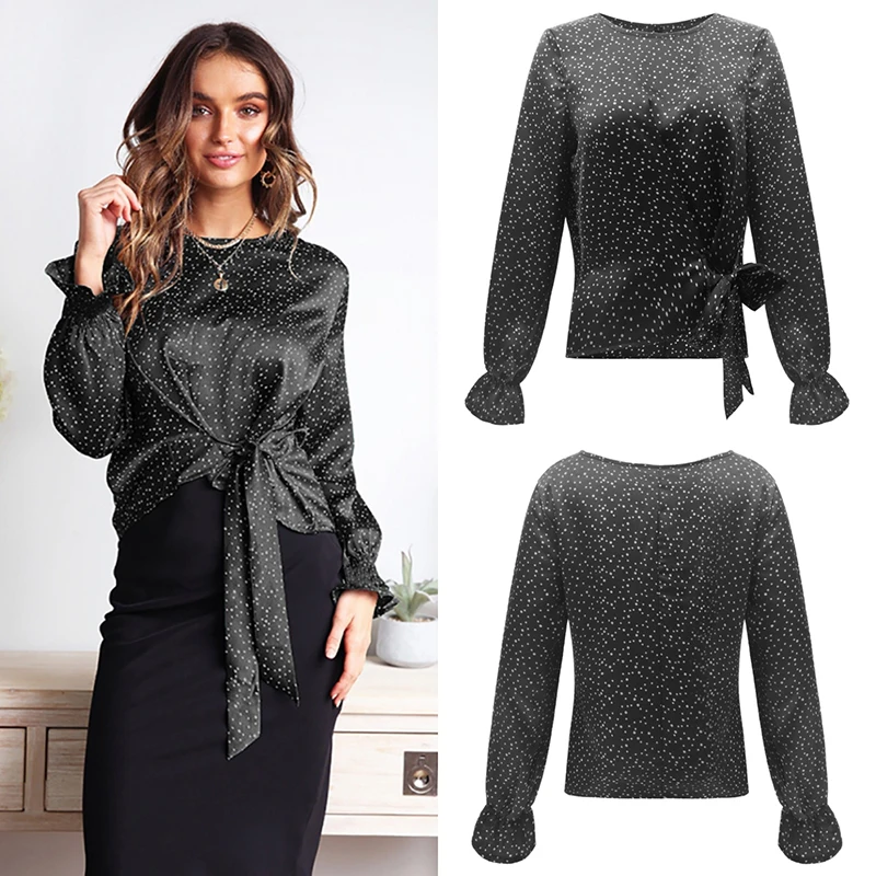 Women Blouse 2019 Fashion Elegant Ladies Blouses Long Sleeves Shirt Women Tops Female Polka Dot Blouse Clothes