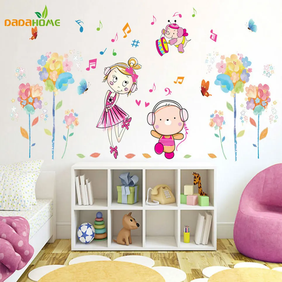 Music Walk Girl Wall Sticker Kindergarten Children s Room 