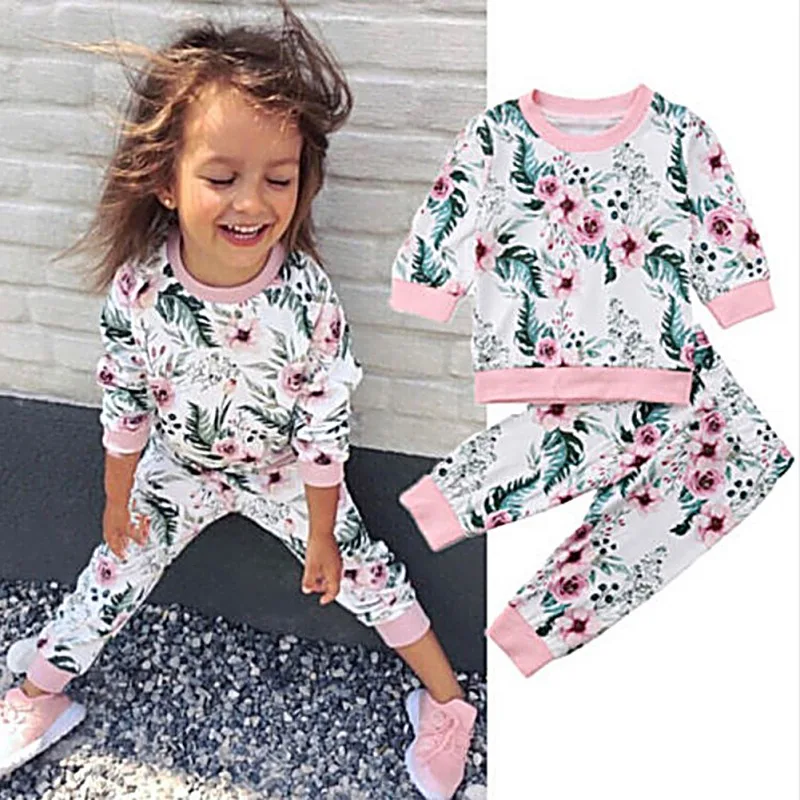 

Kid Girl Clothes Set Children Clothing Sets Kids Clothes Baby Girls Print Tops + Pants 2PCS Tracksuit