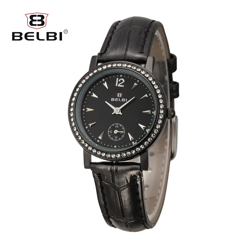 

TOP Luxury Women Diamond Watches Leather Simple Dial Waterproof Japanese Quartz Ladies Wristwatches BELBI Fashion Montre Femme