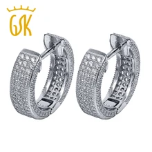 3.60 Ct Redondo Blanco Zirconia 925 de Plata del Aro Pendientes Mujeres Joyería Fina (16 MM = 5/8 Pulgadas) GemStoneKing