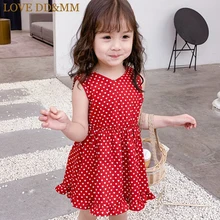 Платья для девочек с надписью «LOVE DD& MM» г., новая летняя детская одежда жилет без рукавов с милыми сердечками для девочек платье принцессы