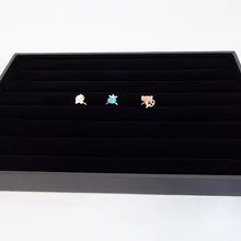 2 шт./лот ювелирные изделия Дисплей лоток черный бархат кольцо Витрина серьги держателем слотов для карт для хранения коробки, футляр Органайзер