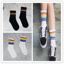 Harajuku Прохладный Skateborad короткие радужные носки книги по искусству для женщин Мода белые хлопковые носки Hipster мультфильм цветные спортивные ботильо